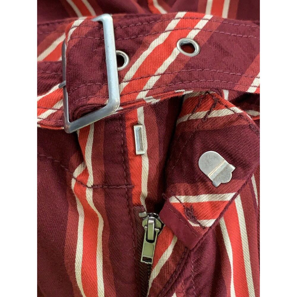 Free People Women’s Striped Pleated Wit Pockets Belt Capri Pants Size 8 - Picture 8 of 8